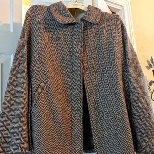 Vintage style herringbone wool cape